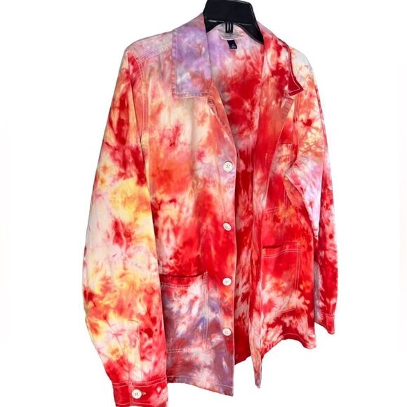 Universal threads tie dye jean shacket jacket oversized size medium - Picture 1 of 14